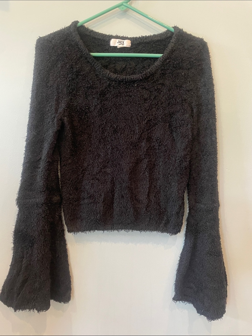 Jack by BB Dakota Black Fuzzy Scoop Neck Sweater small